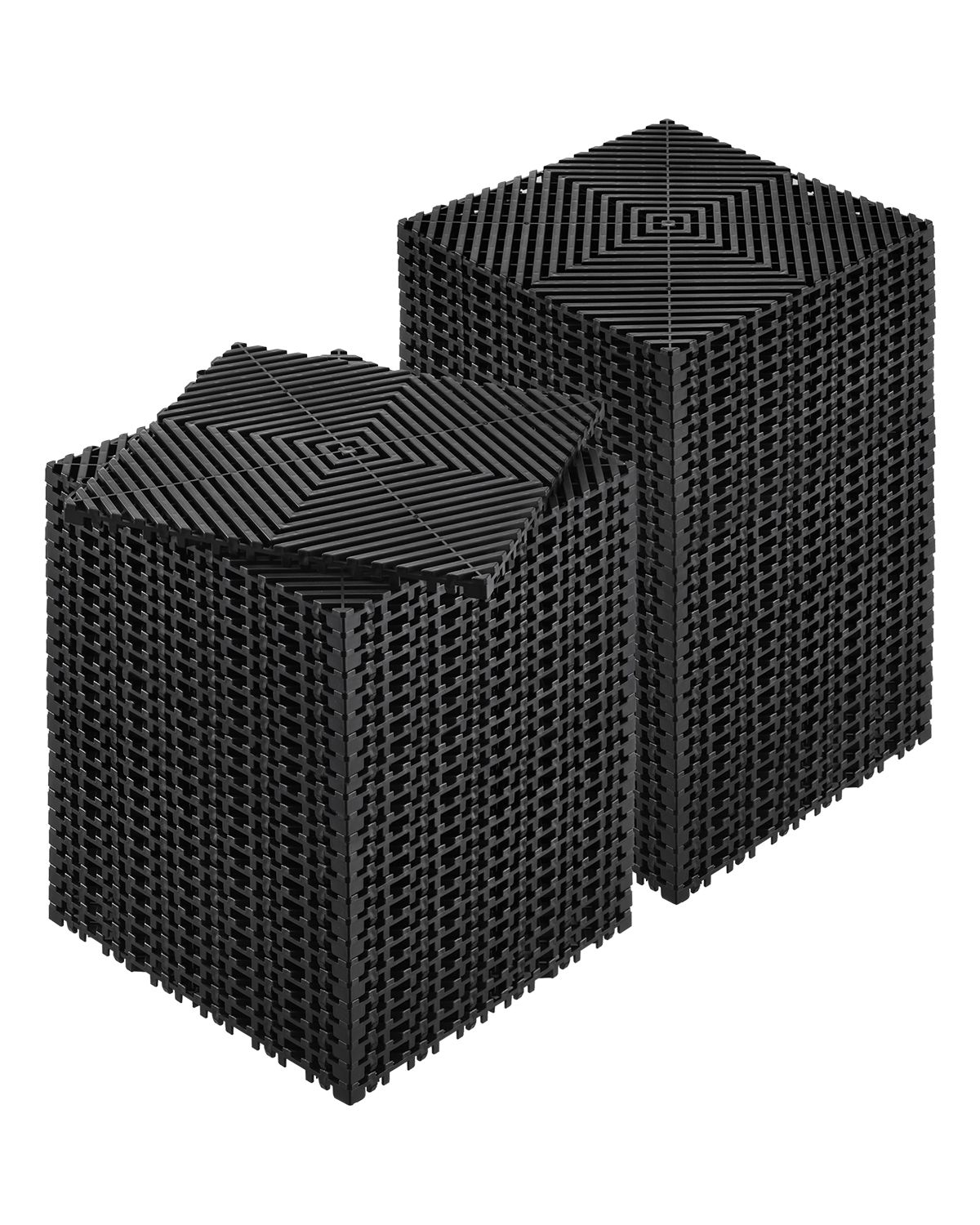 Tapis de drainage interlocking 30x30 cm, 55 pièces, 15 mm, antidérapant, noir