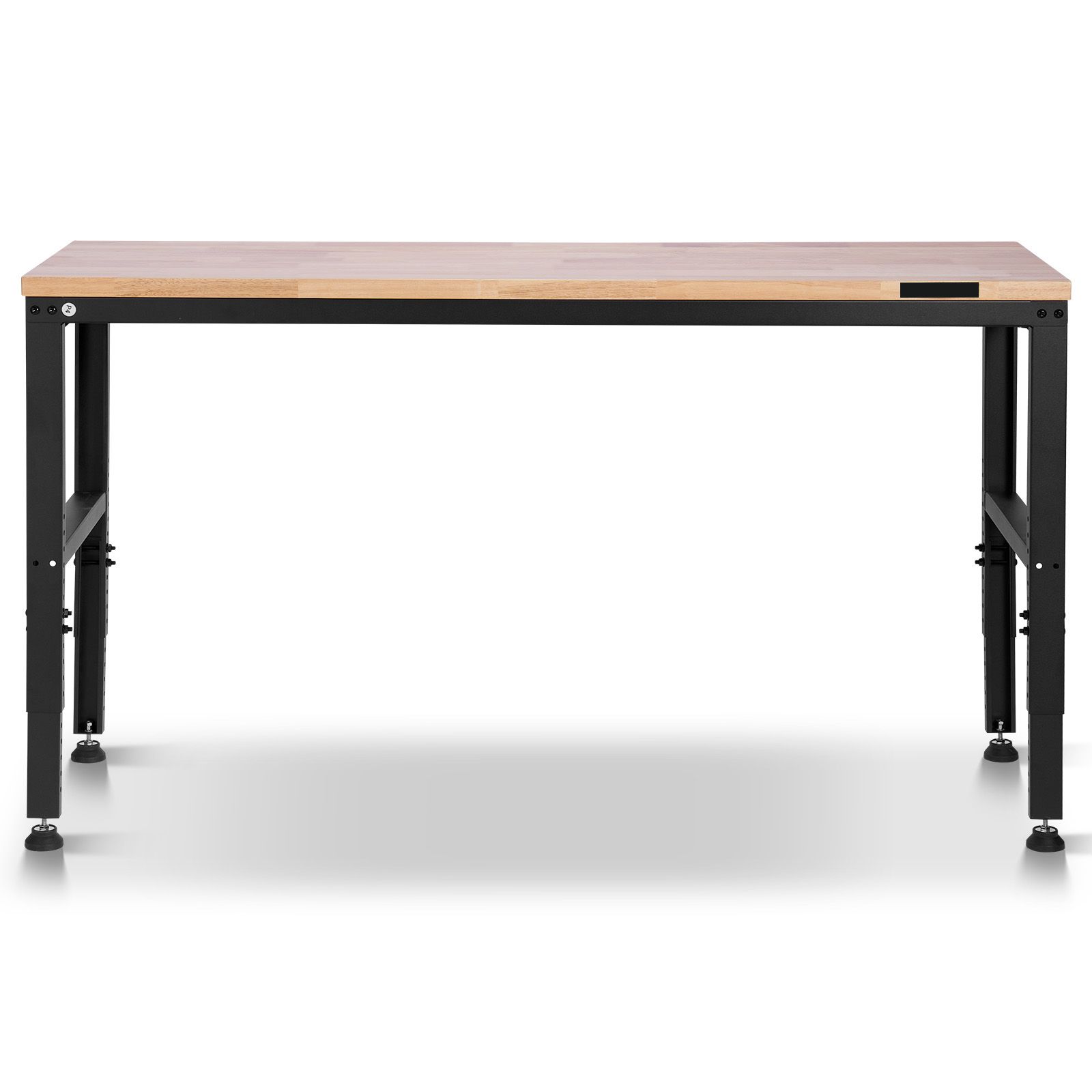 Établi réglable YUDO en chêne, 155 x 51 cm, charge 907 kg, 11 hauteurs, prises intégrées