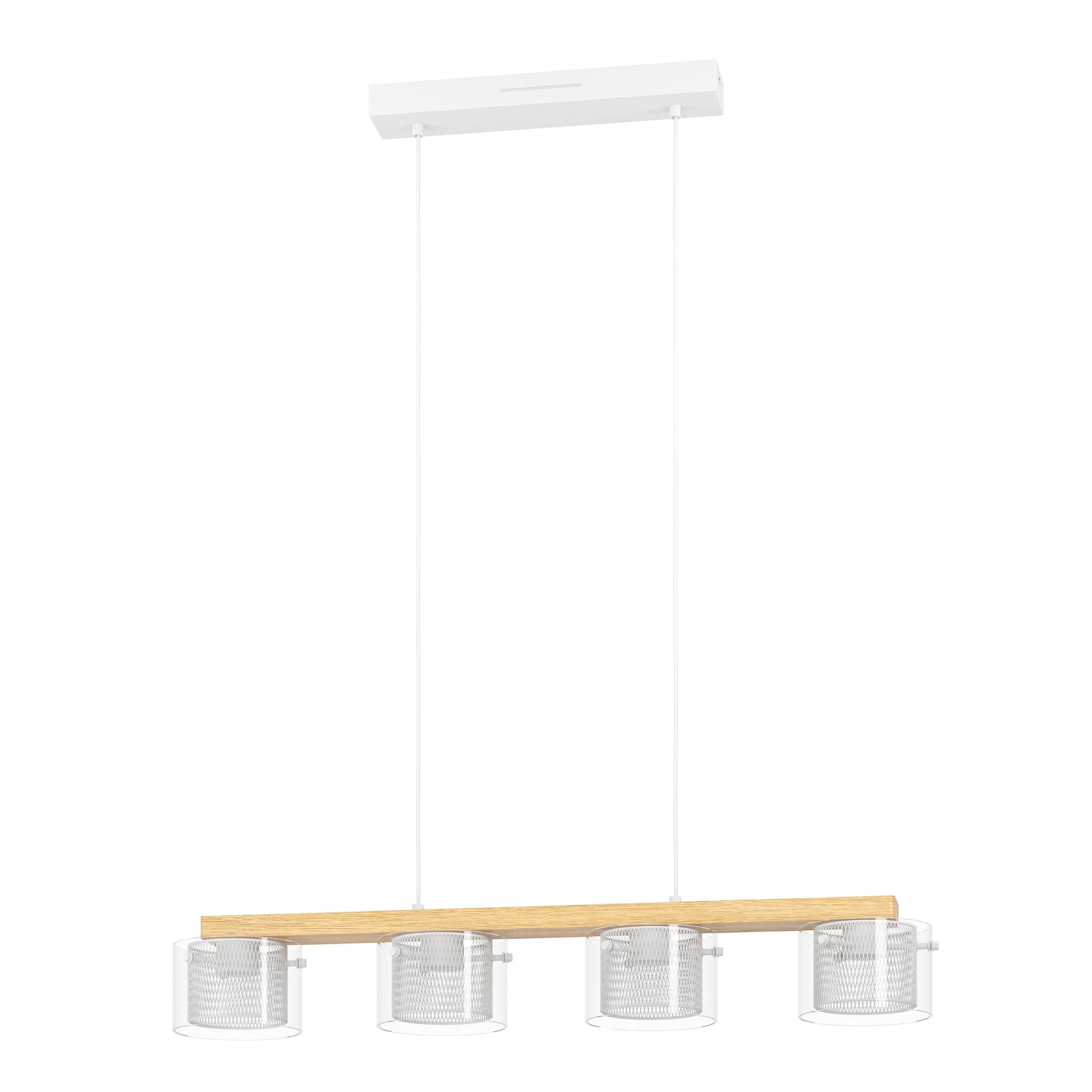 Eglo - Connect.z Smart-home Led Pendelleuchte Portico-z, Hängelampe Aus Holz, Weißem Metall Und Klarem Glas, Fscm70hb, Zigbee, App Und Sprachsteuerung Alexa, Warmweiß-kaltweiß, Rgb, Dimmbar
