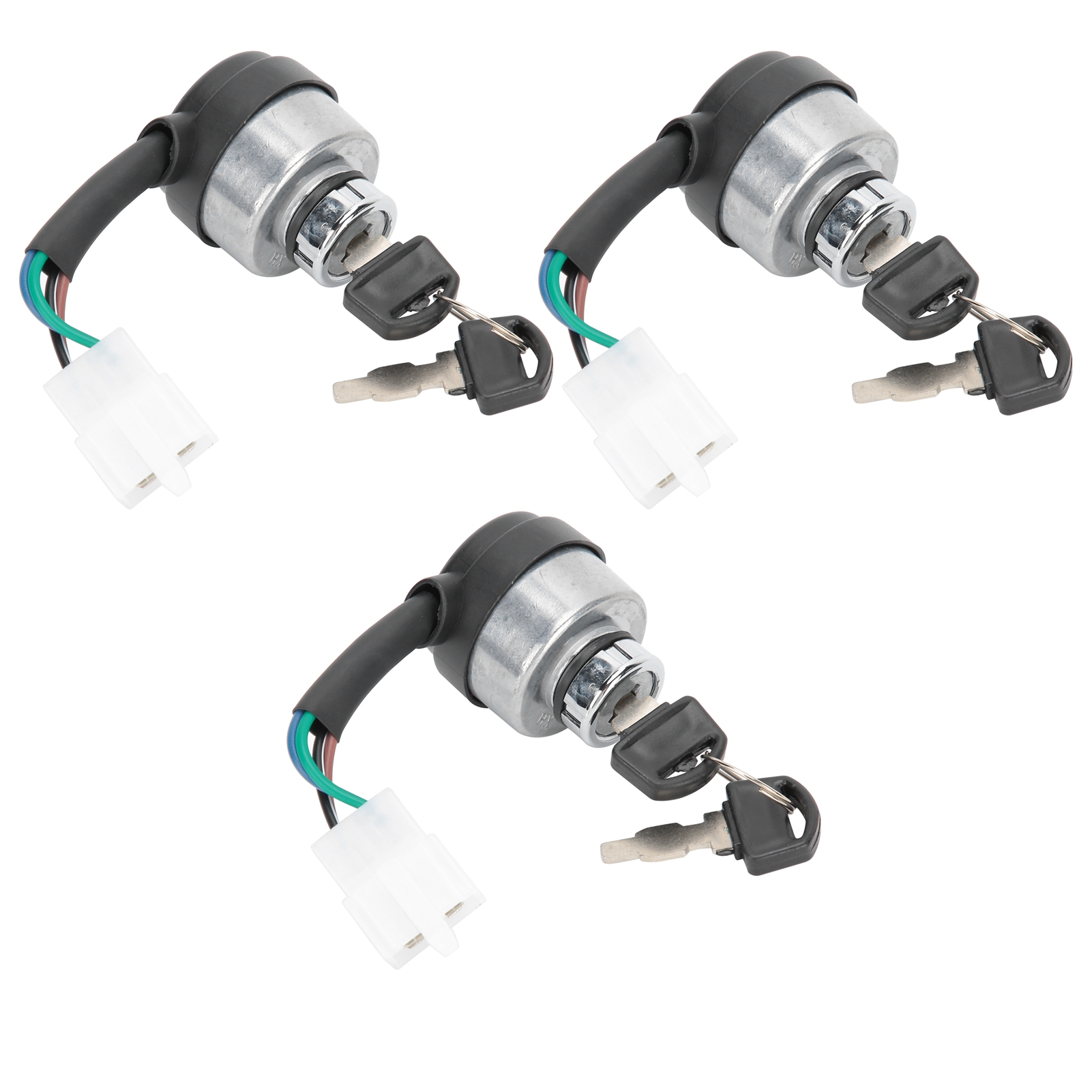 Serrures de porte électriques pour groupe électrogène, interrupteur d'allumage à 4 fils, plastique résistant, lot de 3 avec 6 clés