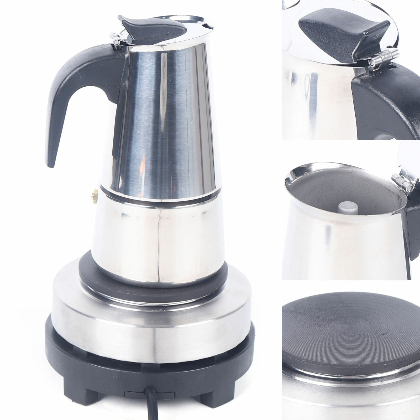 Caffettiera Elettrica, Caffettiera Espresso, Preparatore Caffè, Macchina Espresso 4 Tazze