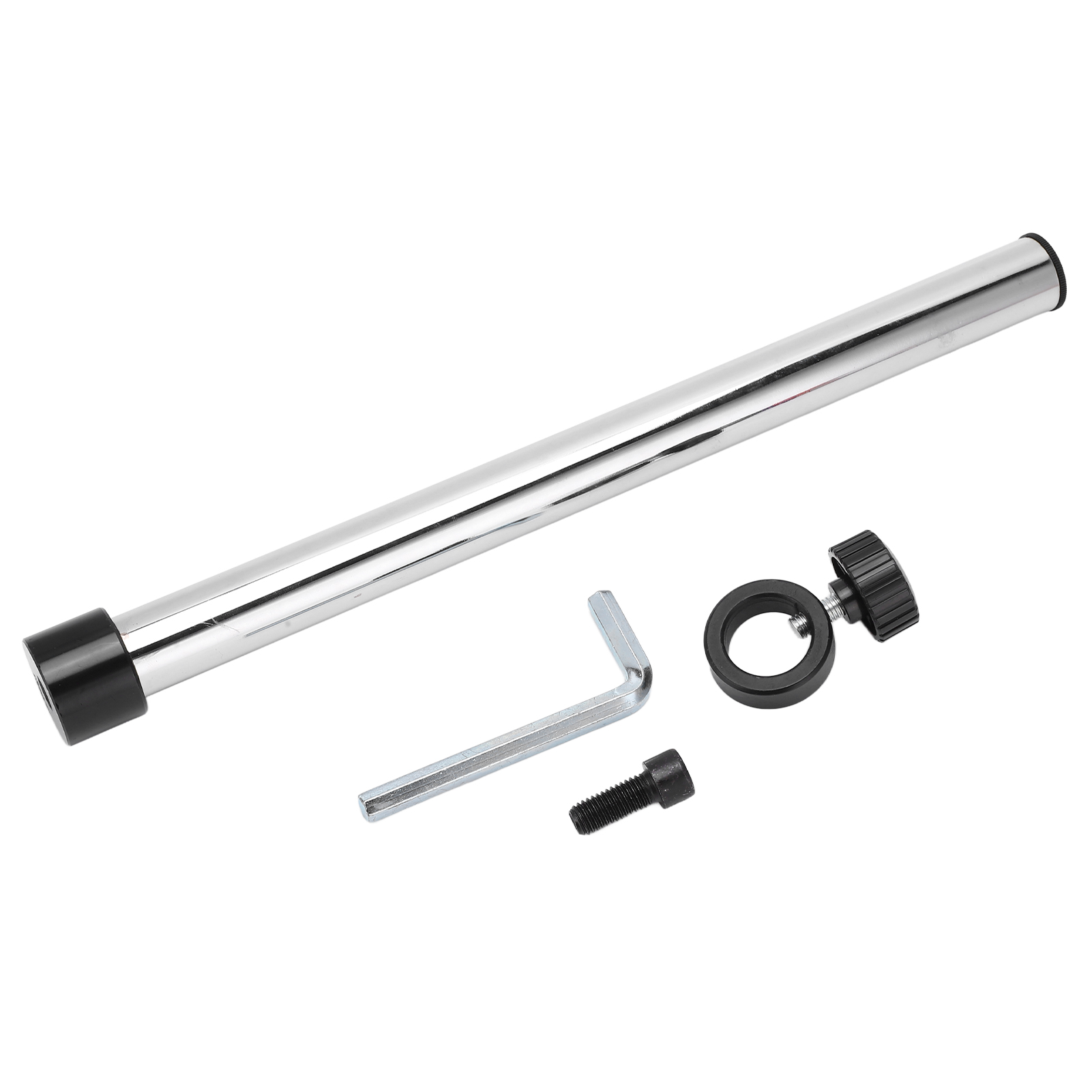 Support de table pour microscope stéréoscopique, colonne métal chromé 340 mm, diamètre 25 mm, lot de 1 colonne, 1 bague, 1 clé et 1 vis