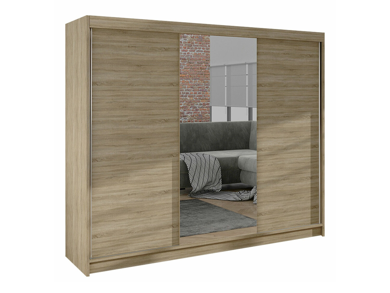 Mobilier1 - Armoire Closico 158, Sonoma Chêne, 215x200x58cm, Portes D'Armoire: Coulissantes, Nombre D'Étagères: 0