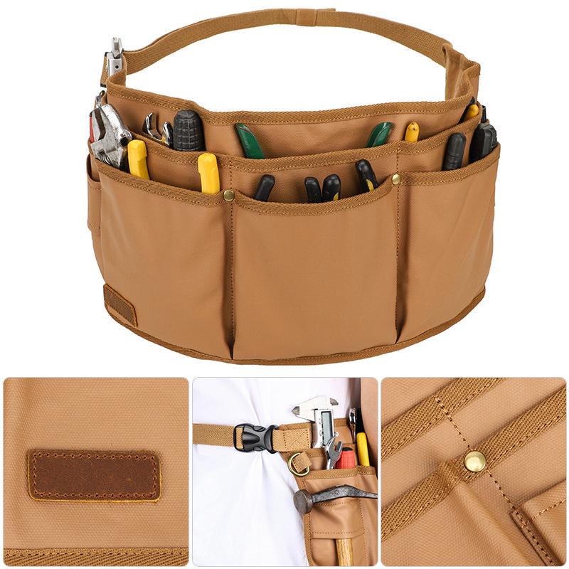 Ceinture porte-outils réglable en toile, poches renforcées et 2 passants marteau, multicolore