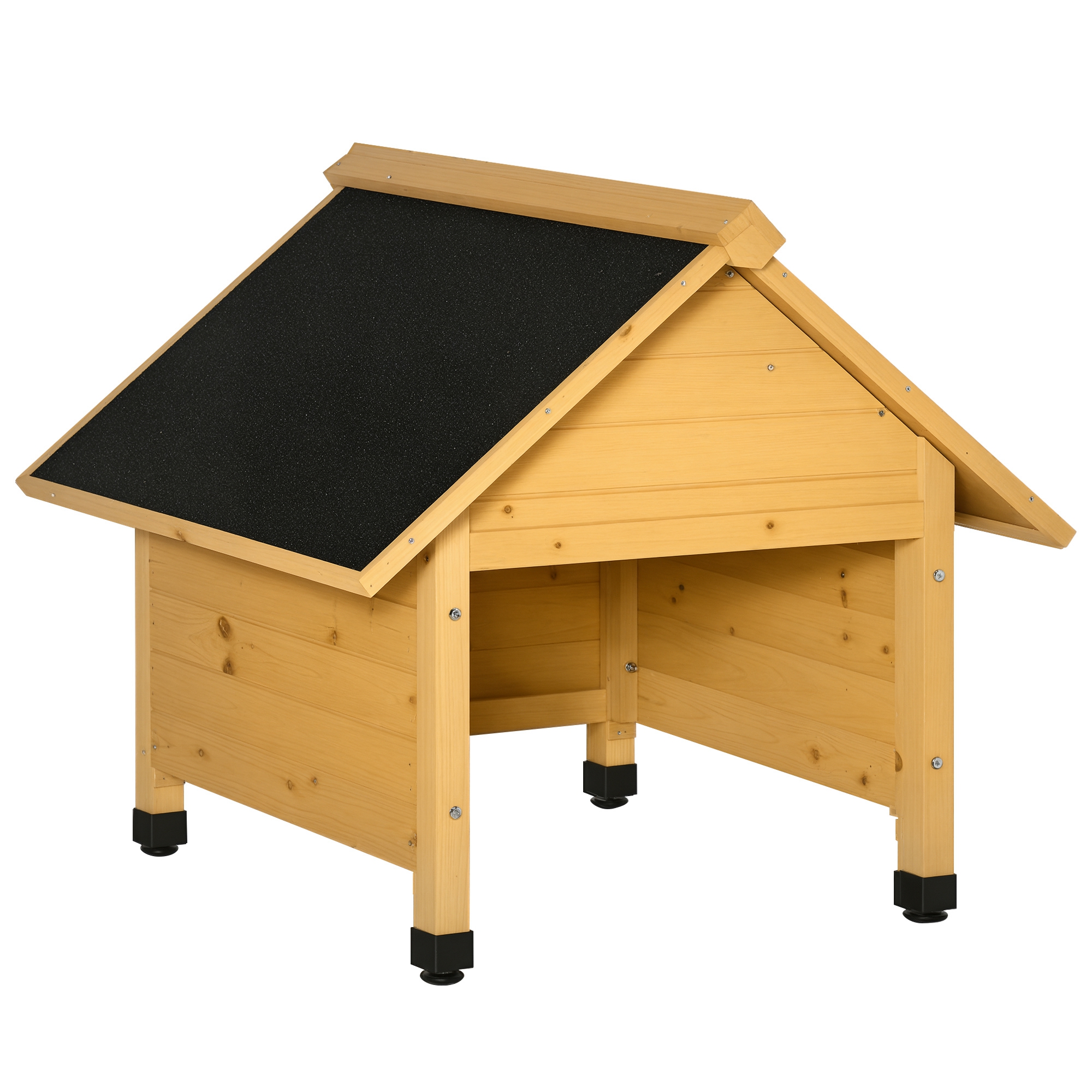 Outsunny Holzgarage Für Rasenmäher Roboter Mähroboter Garage Carport Für Rasenroboter Sonnen- & Regenschutz Gelb 75 X 76 X 70 Cm