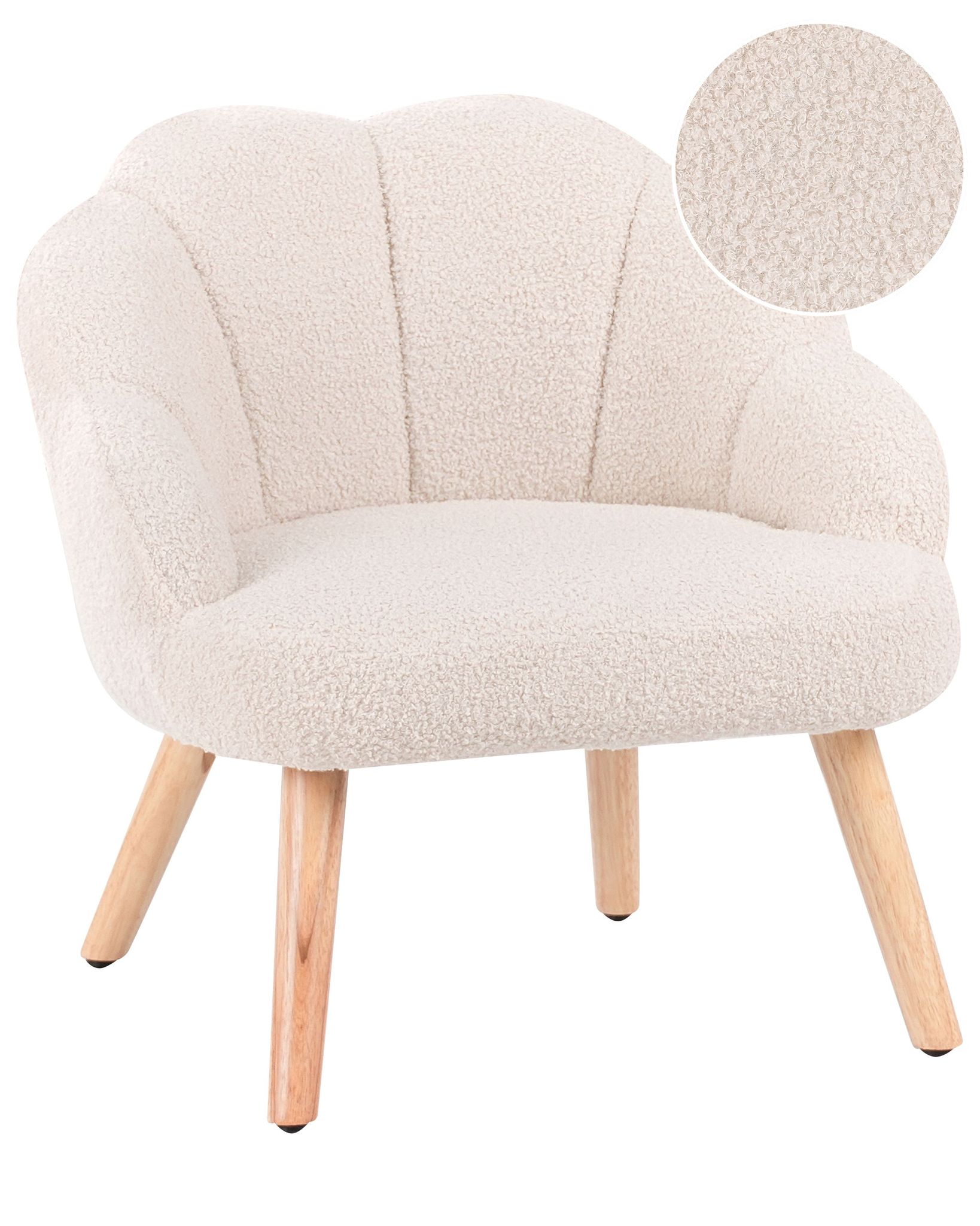 Beliani - Fauteuil Pour Enfants En Bouclé Rembourré Avec Pieds En Bois