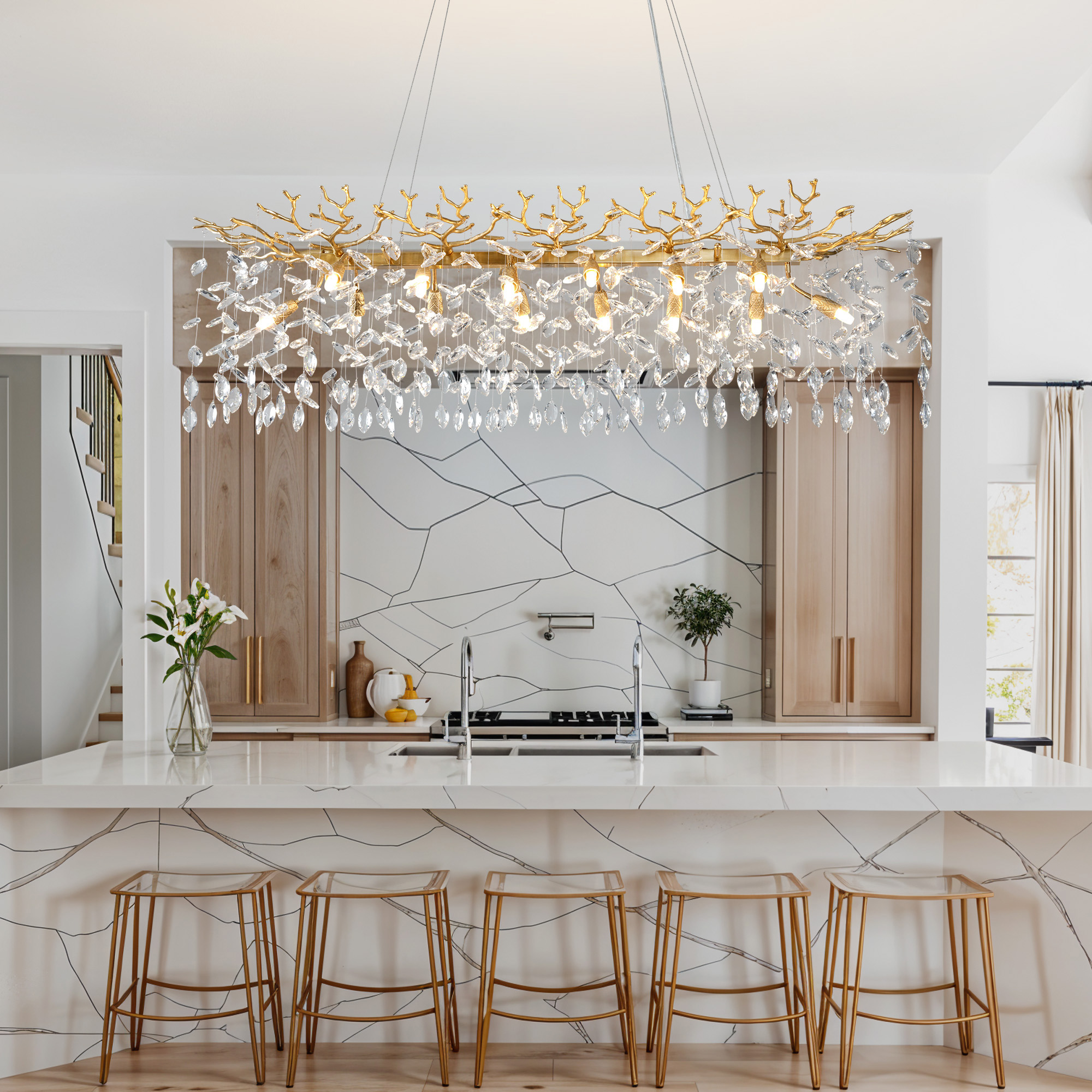 Lustre Rectangulaire Cristal K9 Style Branche
