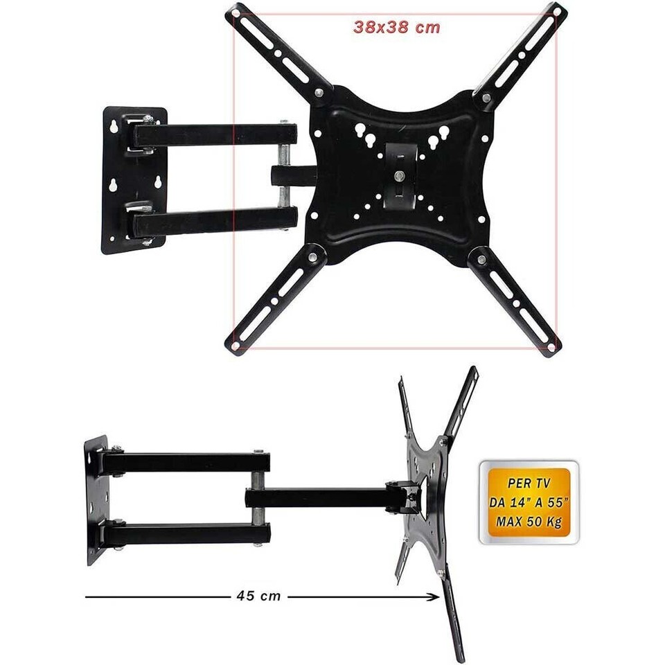 Supporto Staffa Braccio Tv Televisore Lcd Plasma Led Da 14 A 55 Pol...