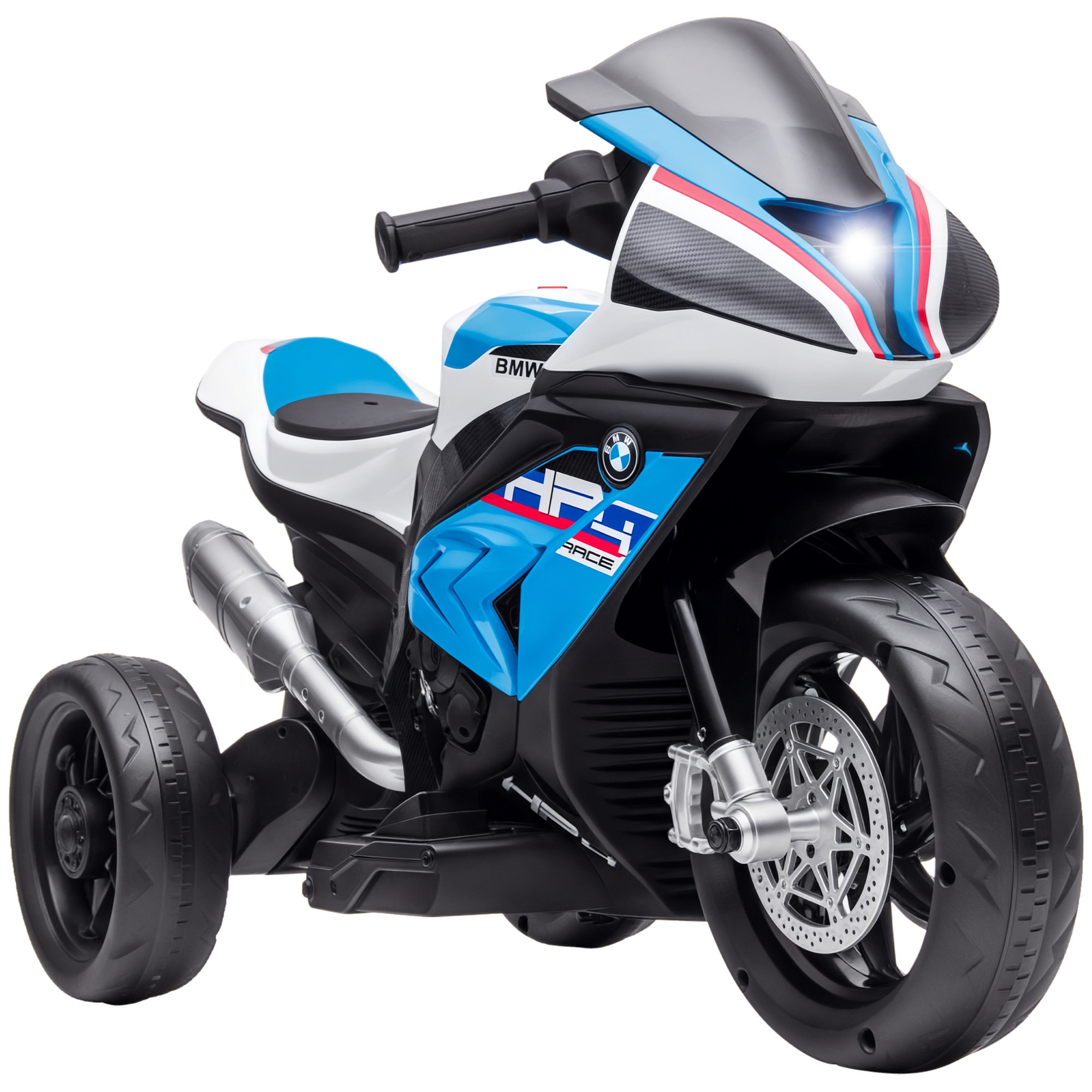 Homcom - Kinder Elektro-motorrad Kindermotorrad 6v Elektrofahrzeug Elektro-dreirad Kinderfahrzeug Mit 3 Musikmodi 2,5km/h Elektromotorrad Für Kinder Ab 18 Monaten Pp Metall Blau 82,5 X 42 X 54 Cm