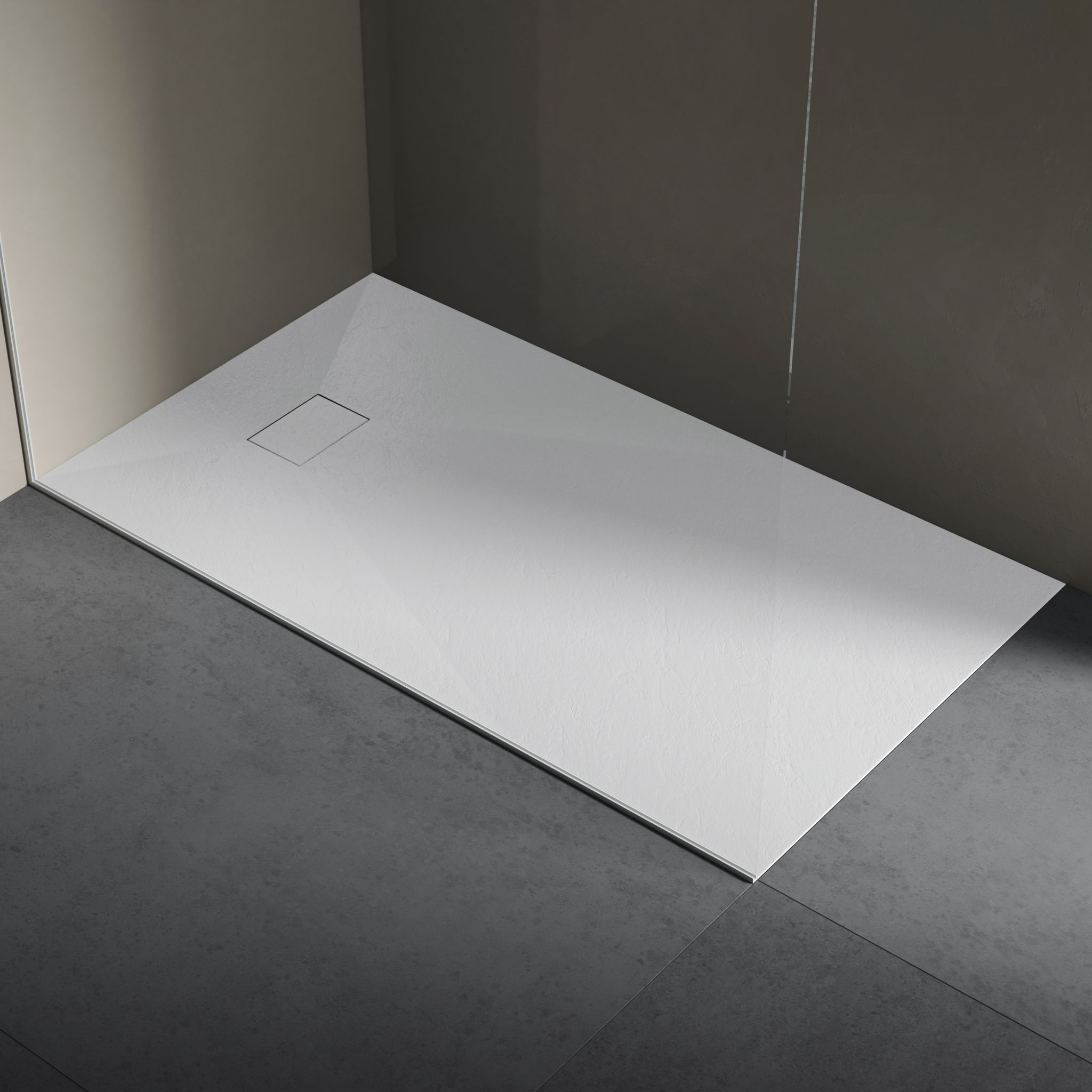 Piatto doccia in resina 80x120 cm, SMC effetto pietra, bianco