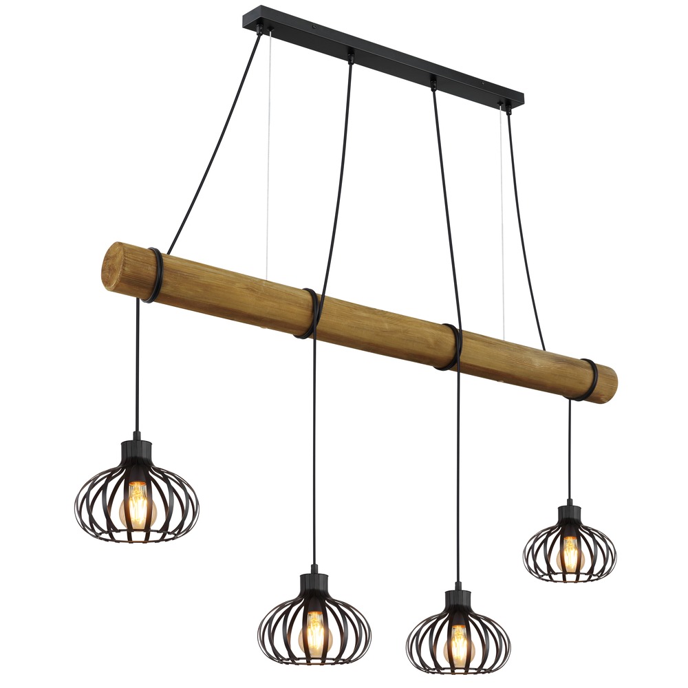 Hängeleuchte Pendelleuchte Esszimmerlampe 4-flammig Schwarz Metall L 125 Cm