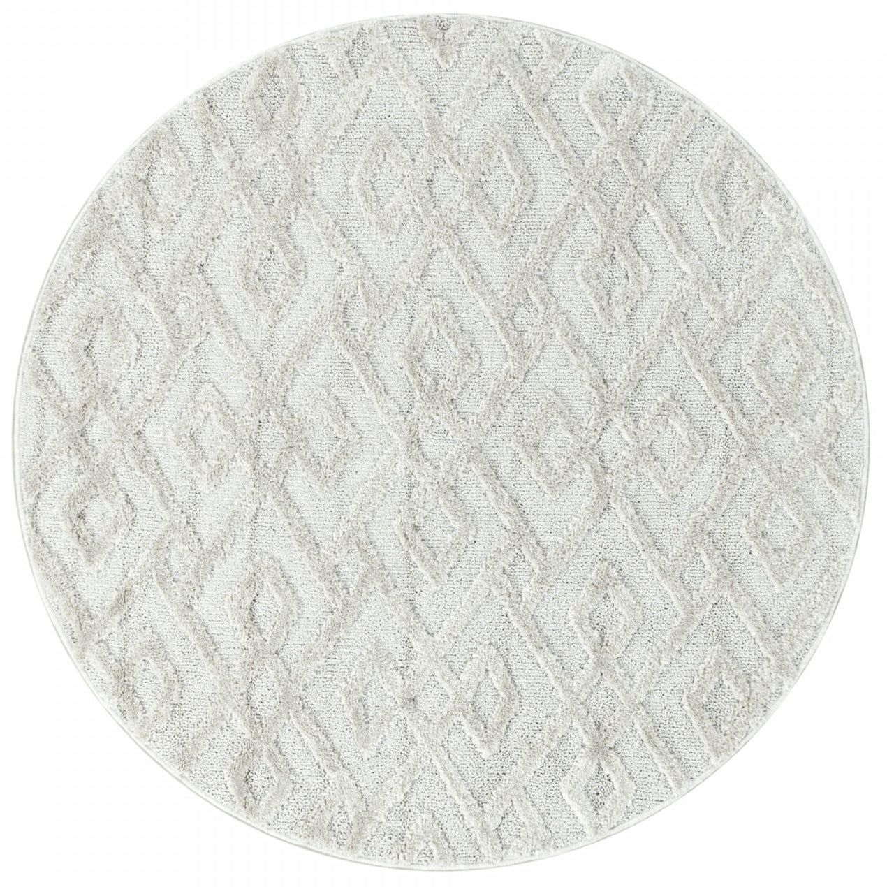 Pisa - Tapis Rond En Relief Berbère Muda Crème (160x160cm)