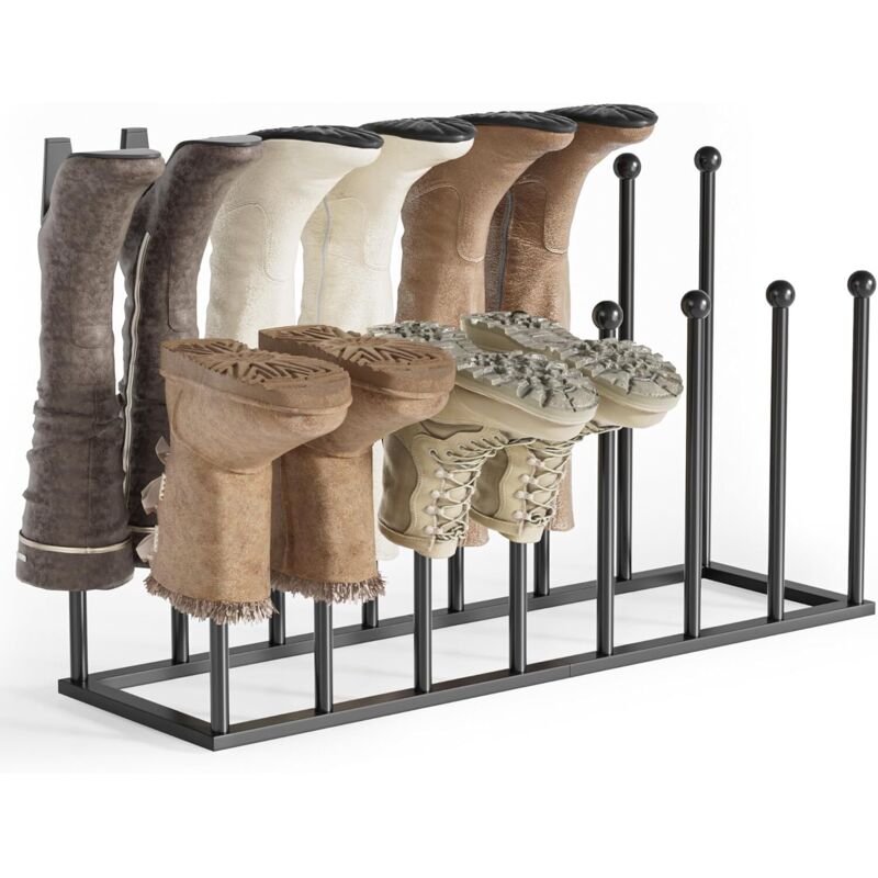 Étagère À Chaussures Debout En Métal Noir - Porte-bottes Autoportant