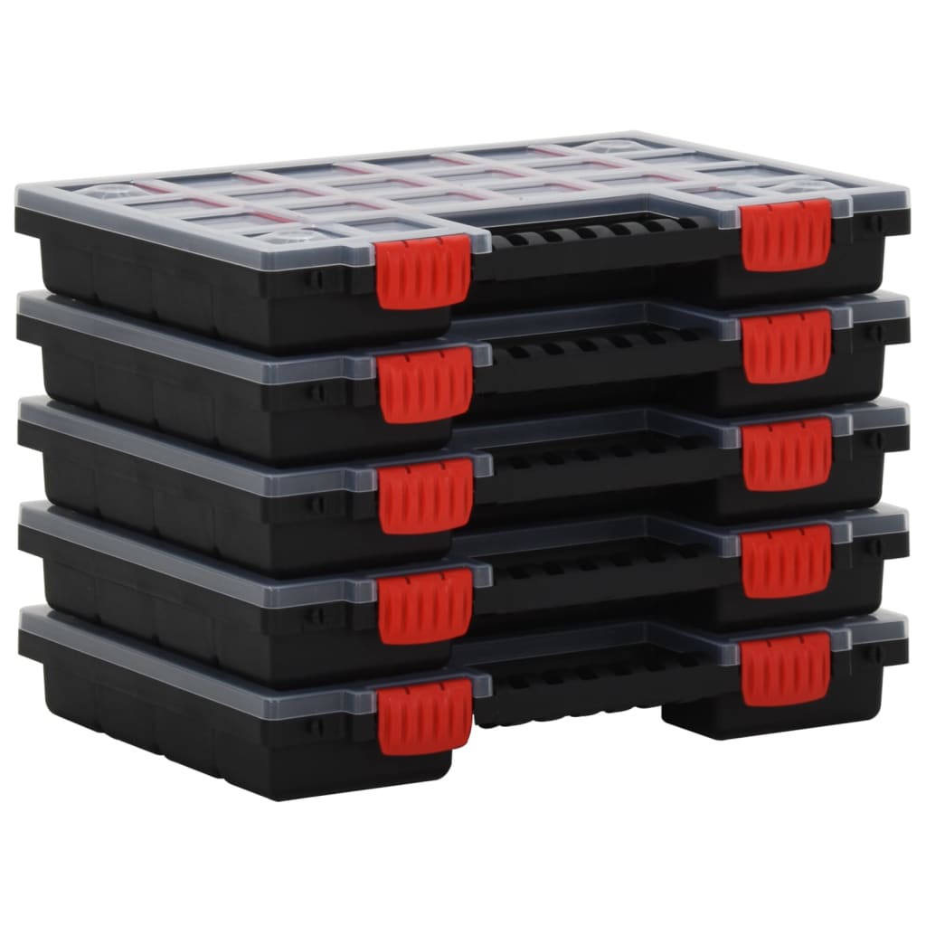 Boîte d'assortiment à séparateurs réglables, 34,5 x 25 x 5 cm, lot de 5