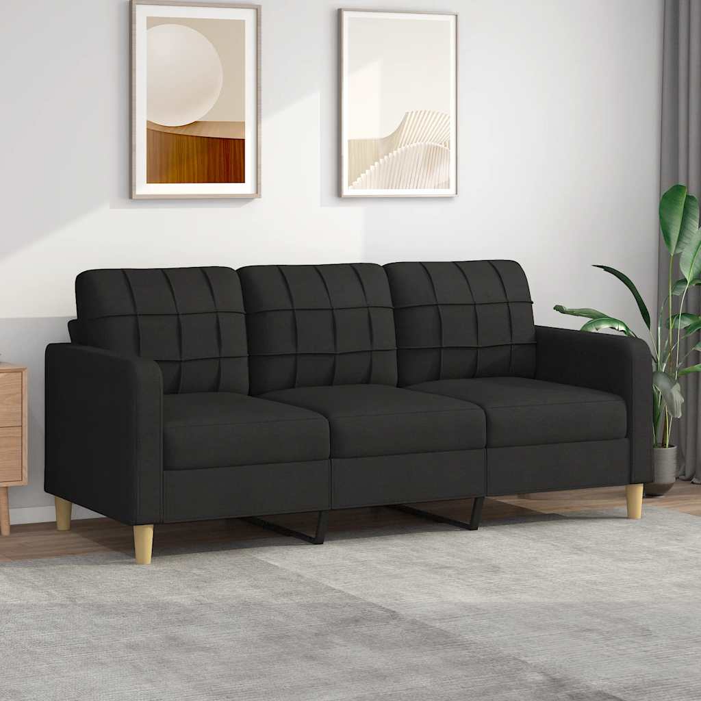 Vidaxl - Canapé À 3 Places Noir 180 Cm Tissu