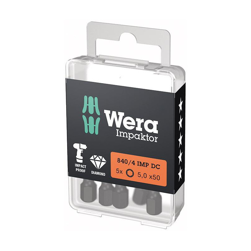 Wera Bit Impaktor 1 4 Din 3126 E6.3 Esagonale 5x50mm 5er Pacchetto