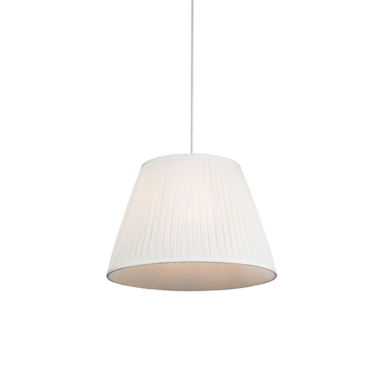 Qazqa Retro Hängelampe Creme 45 Cm - Plissee