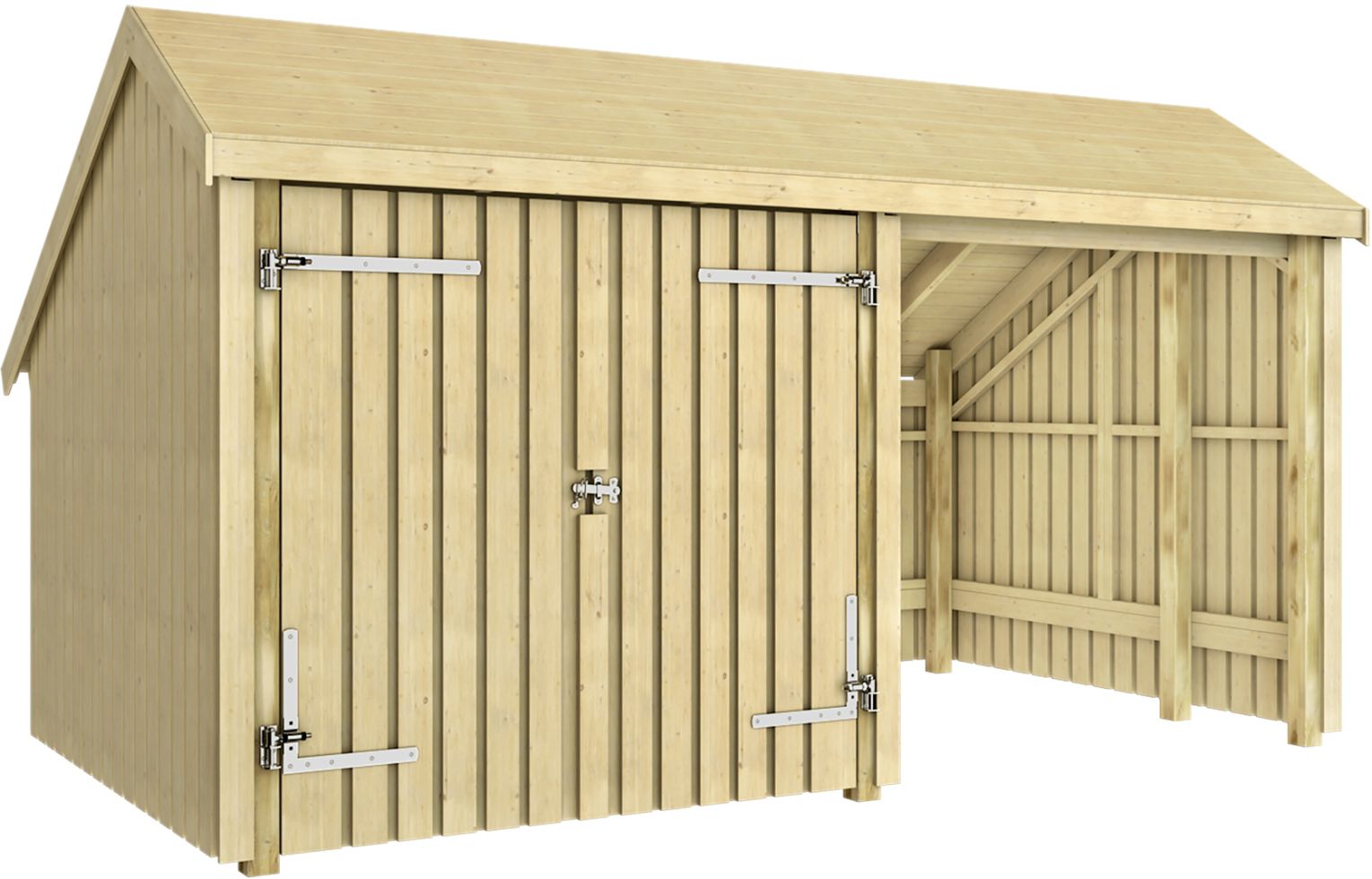 Plus Gartenhaus Multi 2 Module 445 X 258 Cm Natur Mit Doppeltür Gartenhäuser Holz