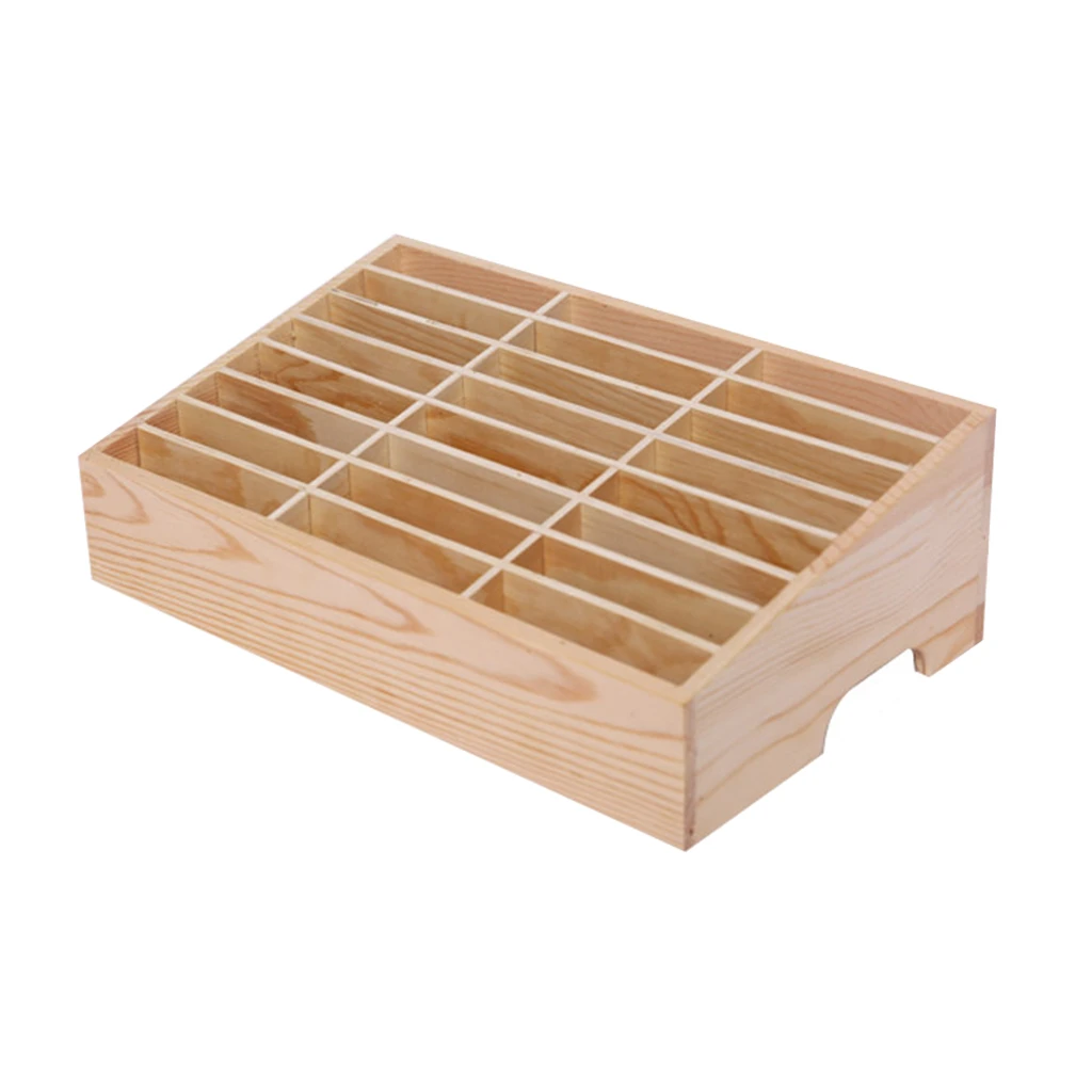 Boîte de rangement 24 compartiments en bois, 300 x 190 x 100 mm, beige
