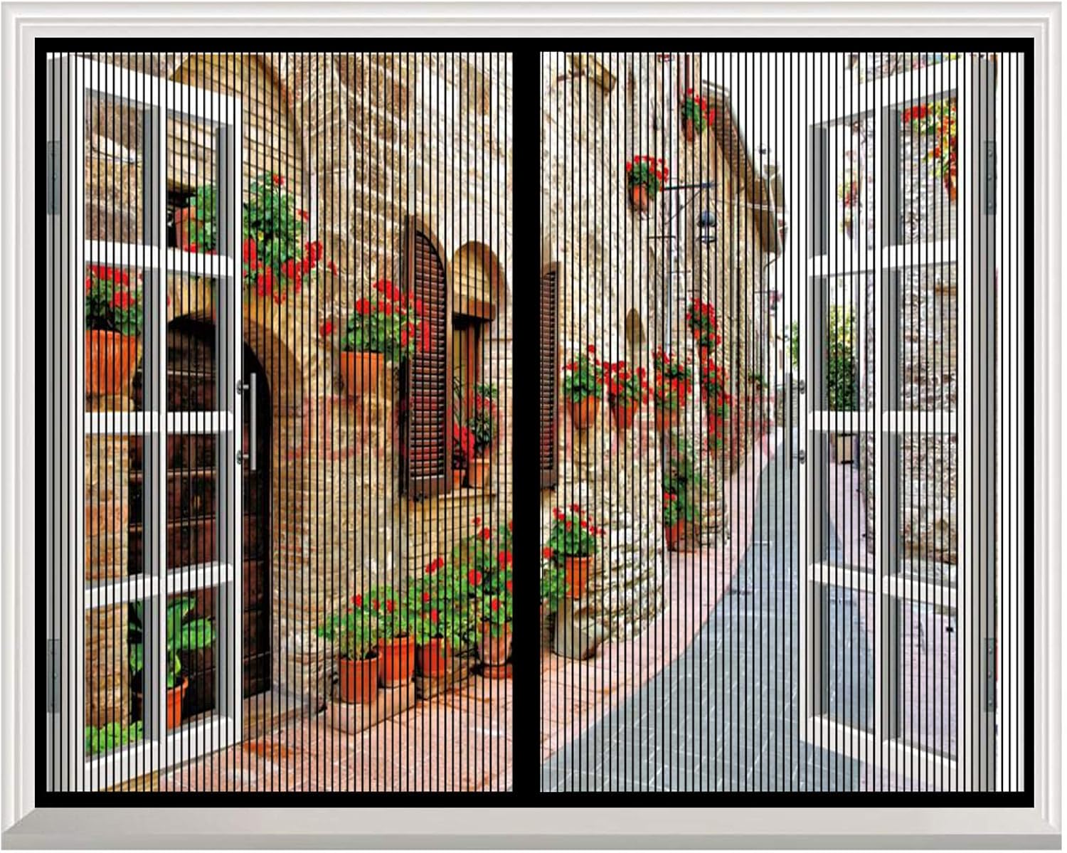 Macplast Magnetisches Moskitonetz 120 X 120 Cm, Automatischer Schließmechanismus, Kein Bohren Erforderlich, Für Türen Und Fenster, Schwarz