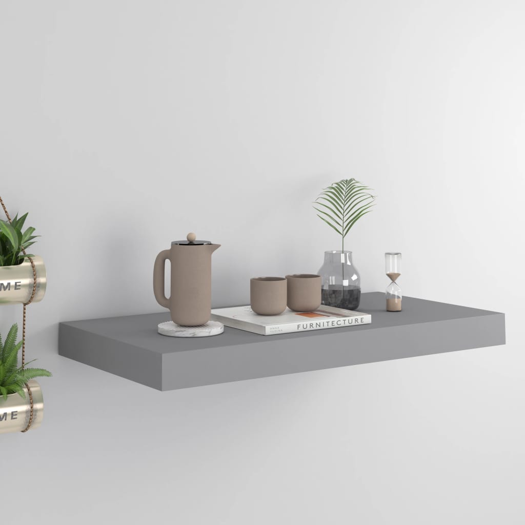 Vidaxl Grau Schweberegal 50X23,5X3,8 Cm Mdf