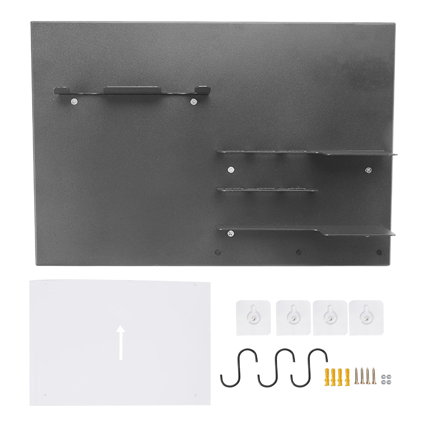 Support mural pour outils de café en fer, 3 crochets, 4 vis d'expansion et autocollants, gris