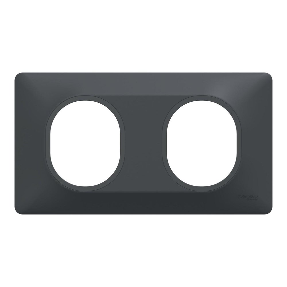 Plaque 2 postes horizontal Ovalis Schneider Finition: Anthracite
