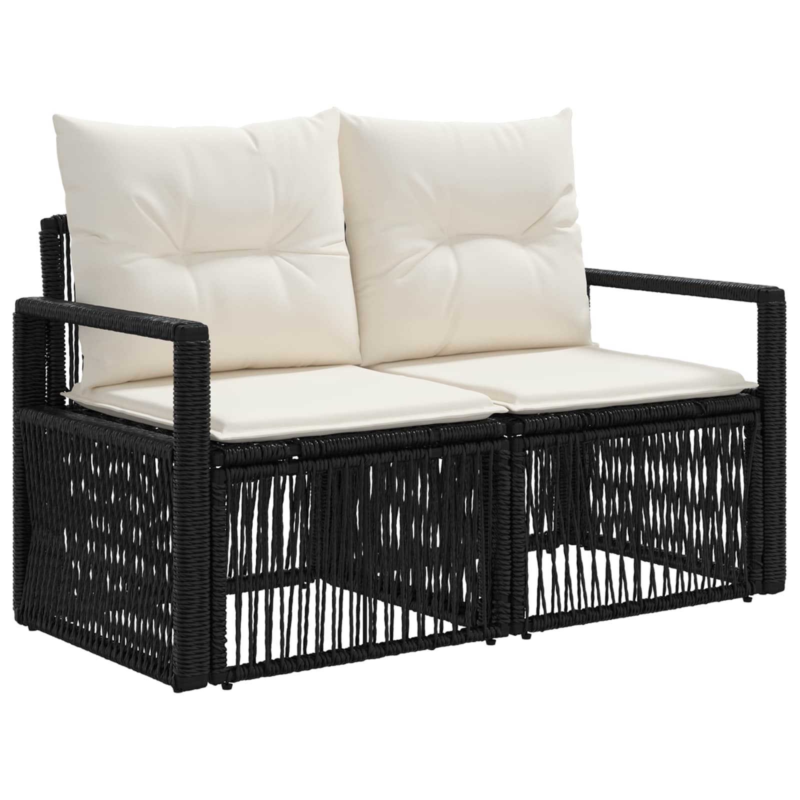 Garden Sofa 2-seater Black Poly Rattan Vidaxl