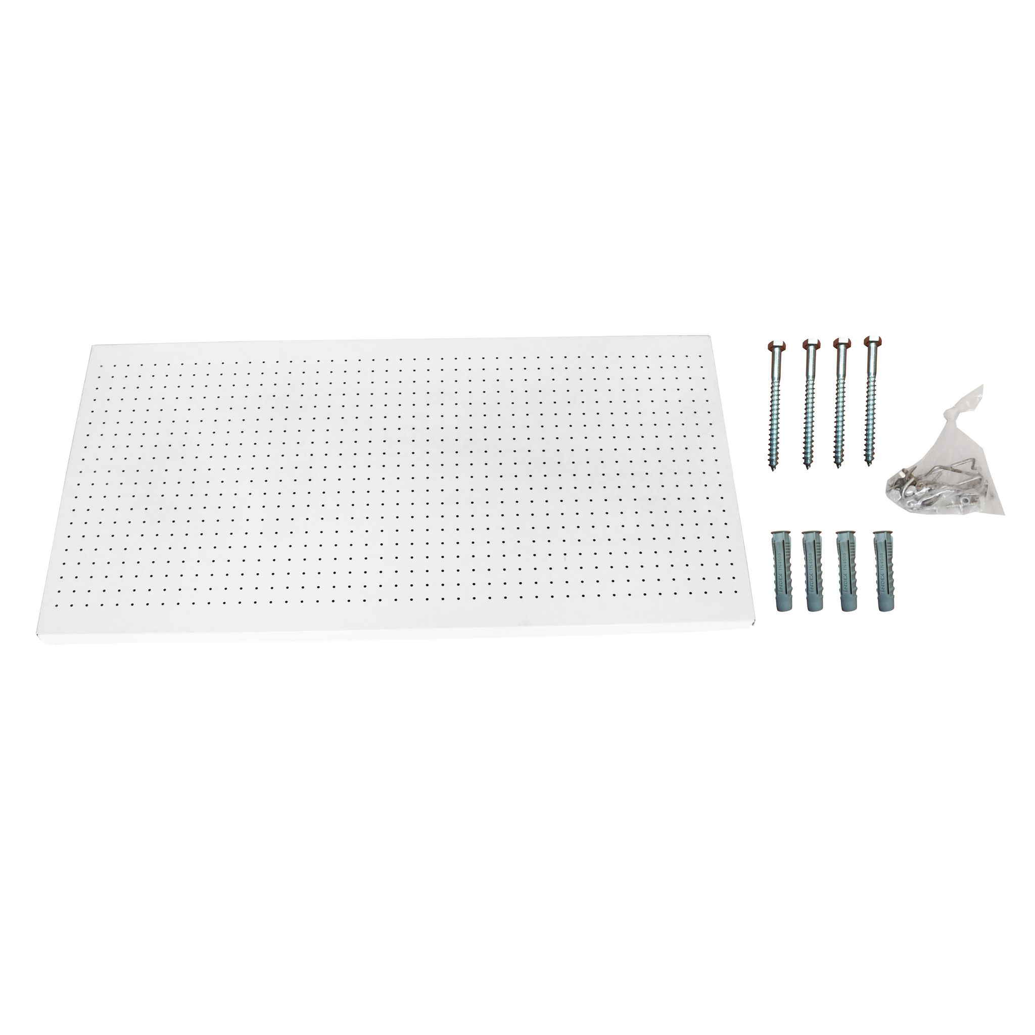 Panneau mural perforé porte-outils blanc 150 x 60 cm, lot de 8 crochets