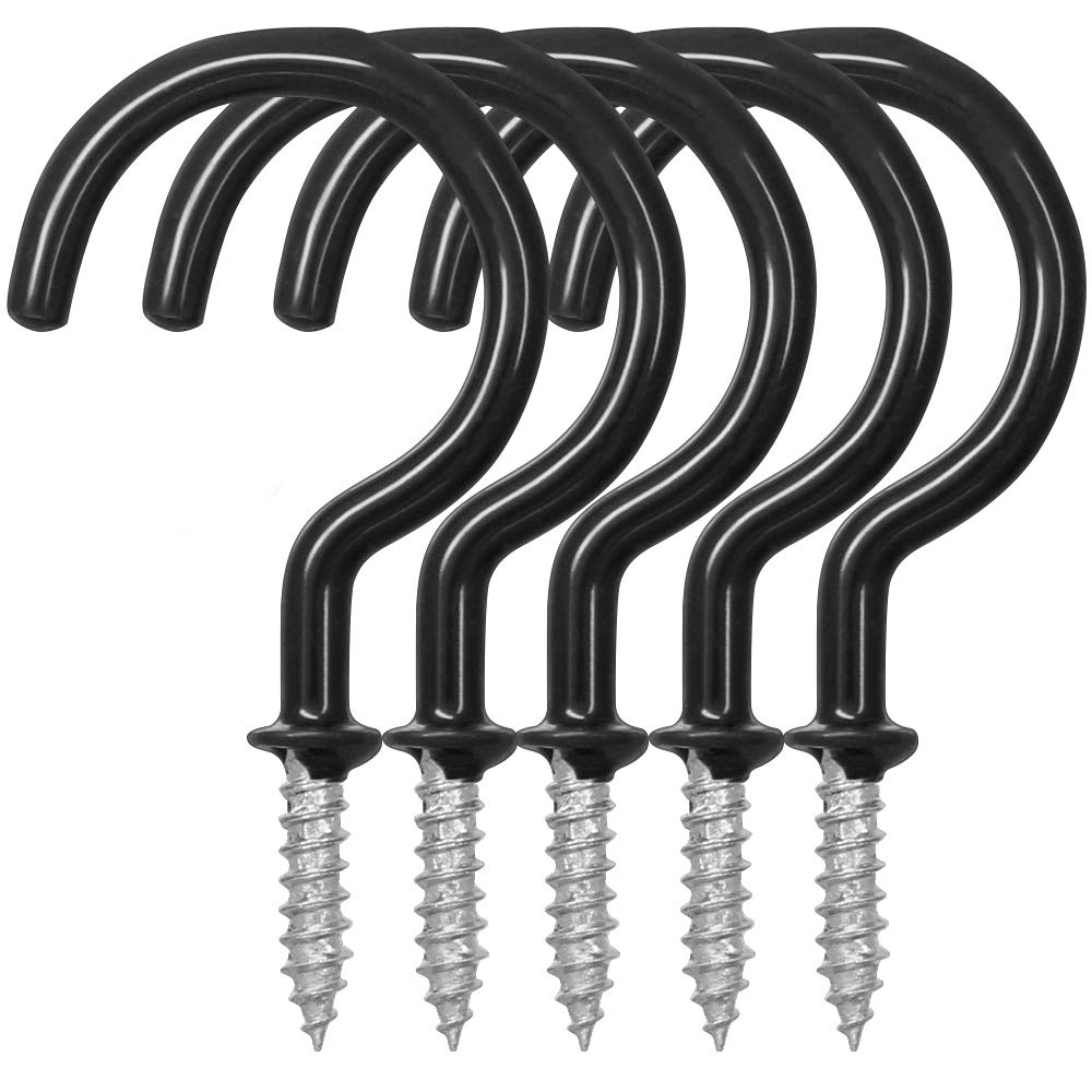 Crochet à vis de plafond noir enduit vinyle, 3 à 4 kg, 3,5 cm, lot de 20