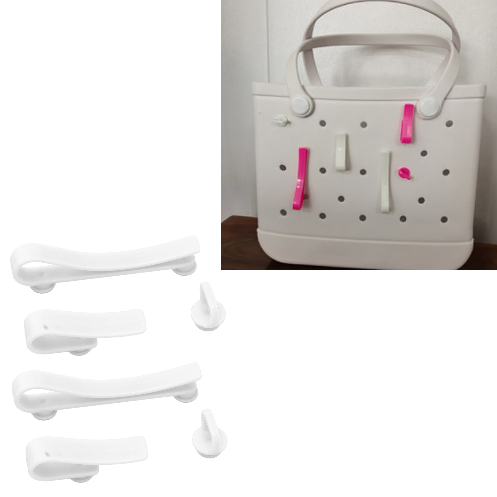 Crochets pour sac de plage en ABS, 6 pièces, 2 grands, 2 moyens, 2 petits, blanc