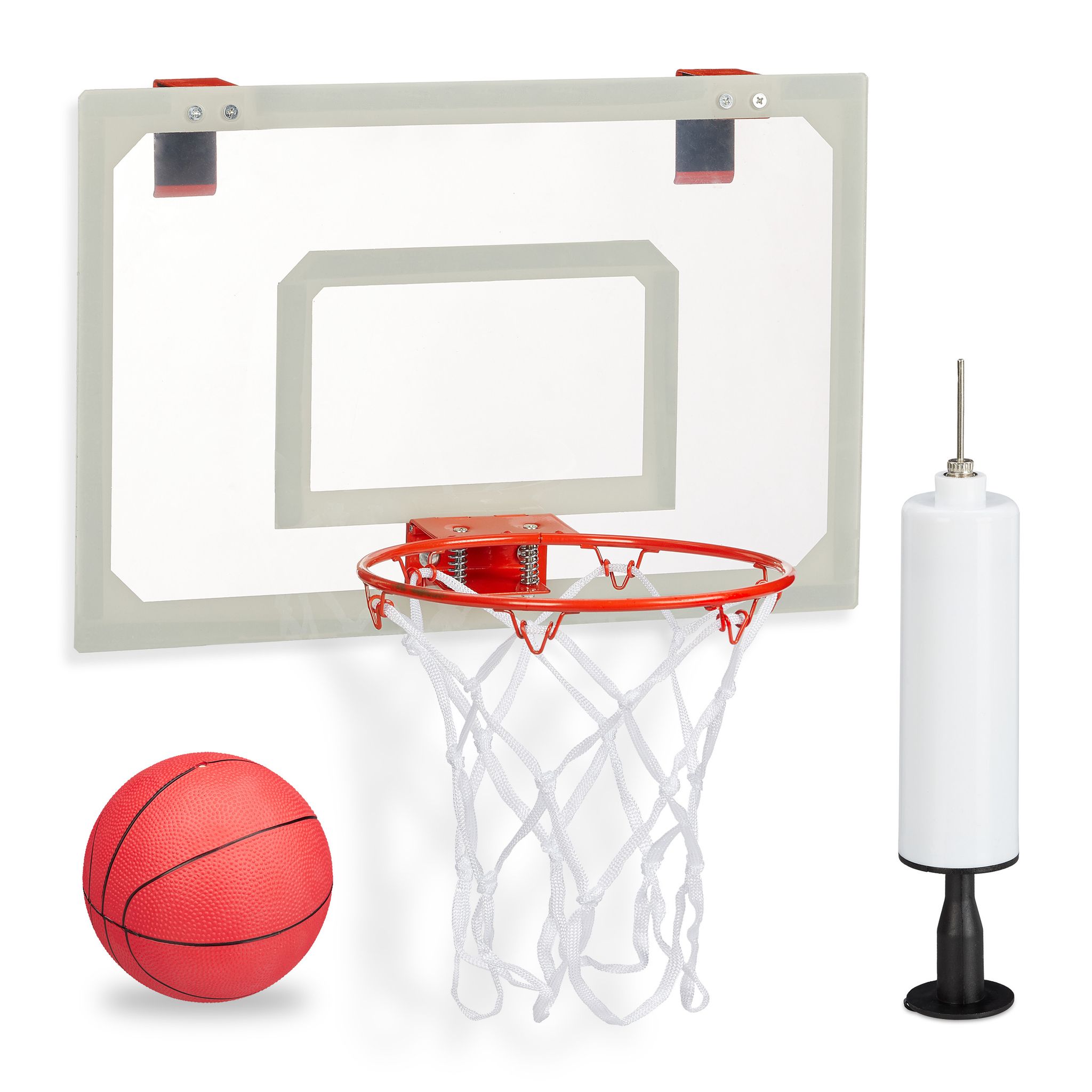 Relaxdays - Mini Kit Da Basket Per Camera, Canestro Da Ufficio, Palla E Pompa, Tabellone Da Appendere, S. Fori, Colorato