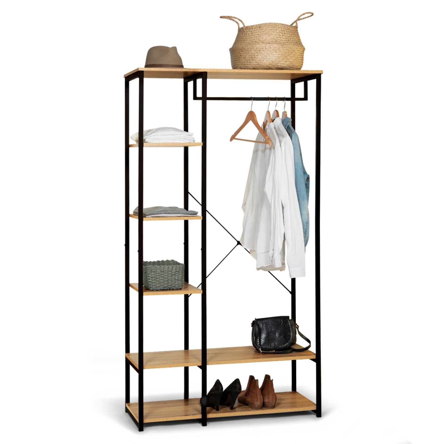 Dressing Penderie Étagère Idmarket Detroit - Design Industriel