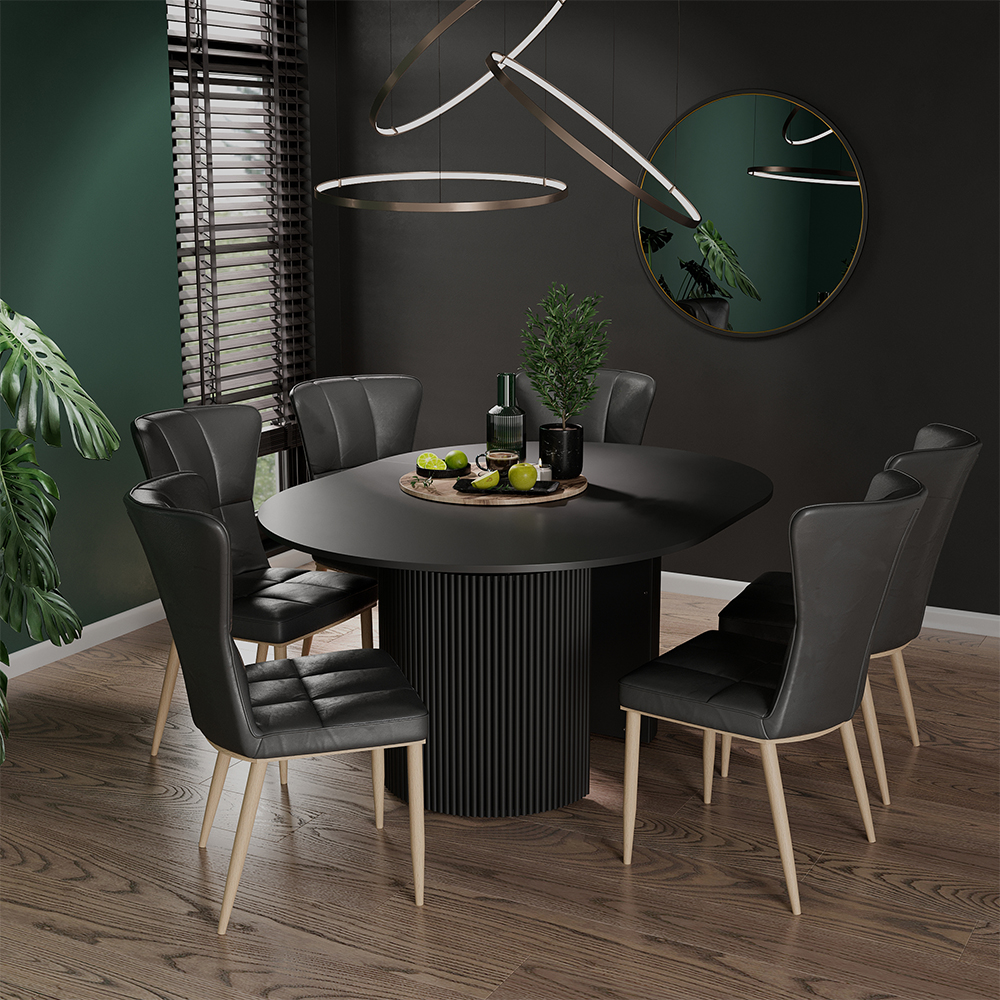 Table De Salle À Manger Calero, Noir, 120-200 X 60 Cm Extensible, Vicco