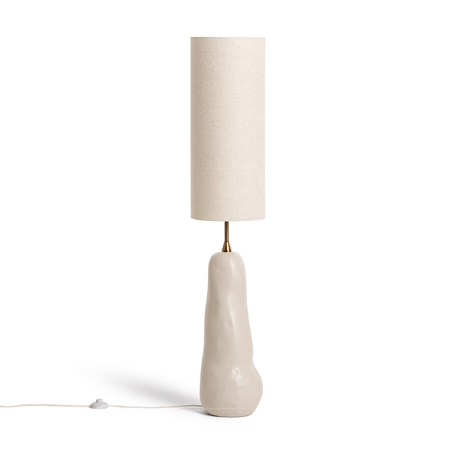 Ledkia – Lampe À Poser Céramique Taupe – Abat-jour En Tissu – Hauteur