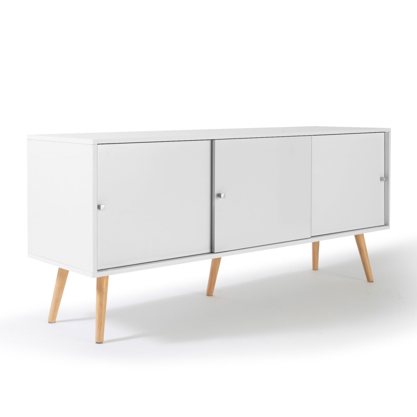 Idmarket - Buffet Bas Scandinave 135 Cm Effie 3 Portes Bois Blanc