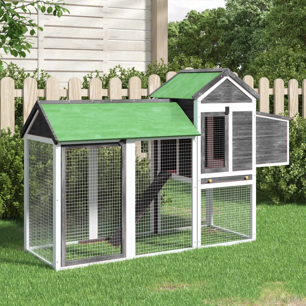 Vidaxl Grau Chicken Coop Grey 193X65x117 Cm Solid Wood Pine