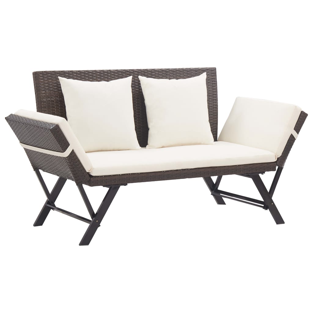 Vidaxl Gartenbank Mit Auflagen 176 Cm Braun Poly Rattan 8719883729305