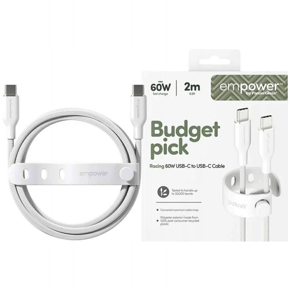 empower by PanzerGlass Racing 60W USB-C to USB-C Cable USB 20 2M Silver White - Bild 3