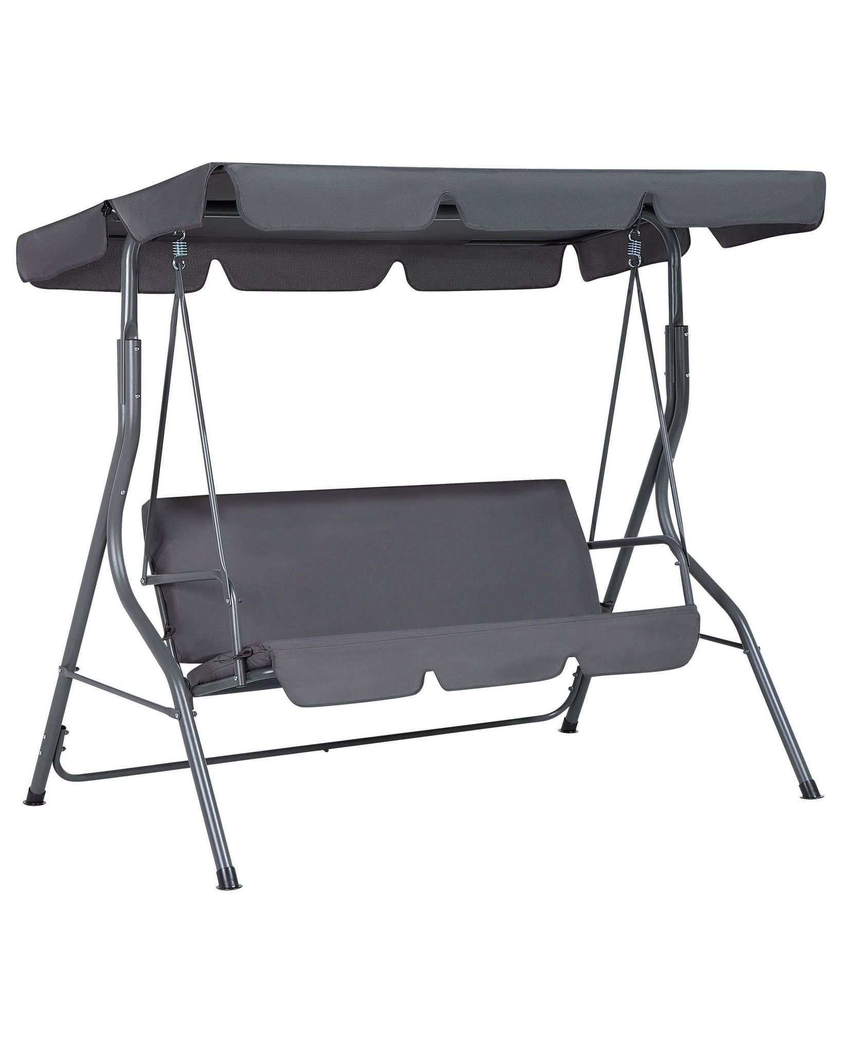 Beliani - Hollywoodschaukel Dunkelgrau Stahl Sonnendach Verstellbar Outdoor Terrasse