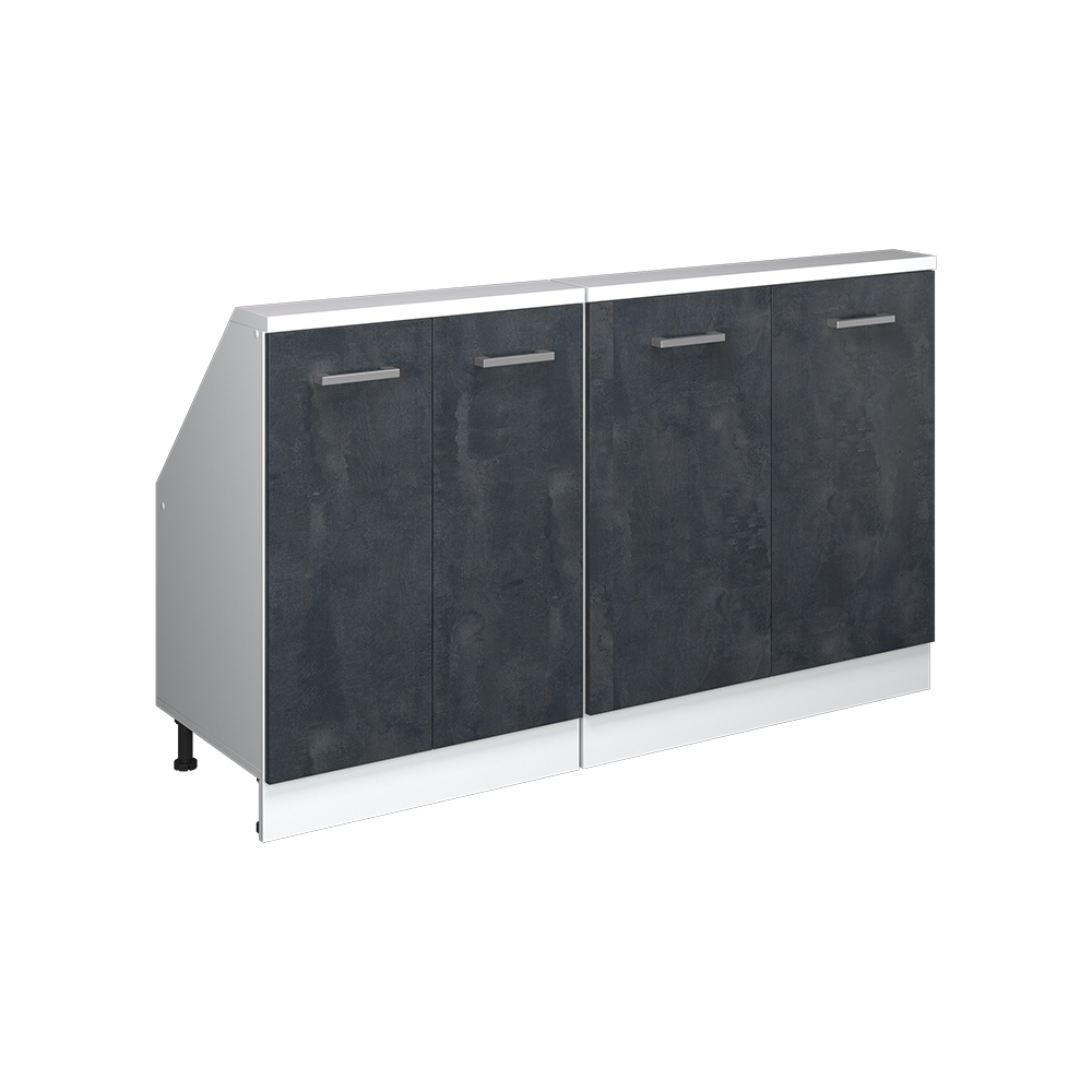Küchenschrank Für Dachschrägen R-line, Schwarz Beton/weiß, 140 Cm 2er Set, Vicco