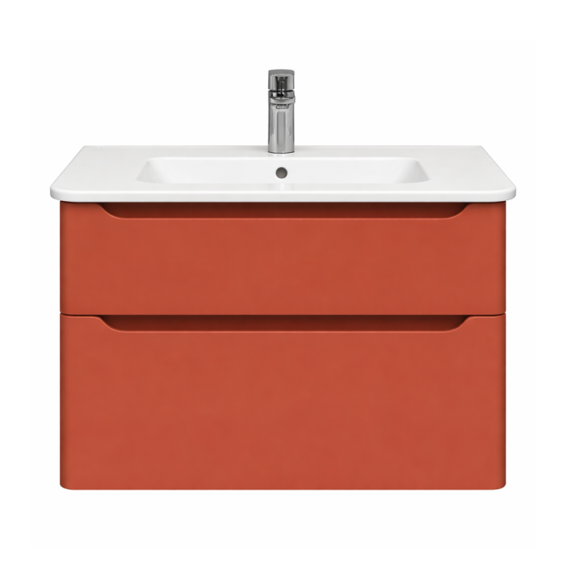 Vitra - Meuble Vasque Supendu Sento Round 80cm Terracotta Mat