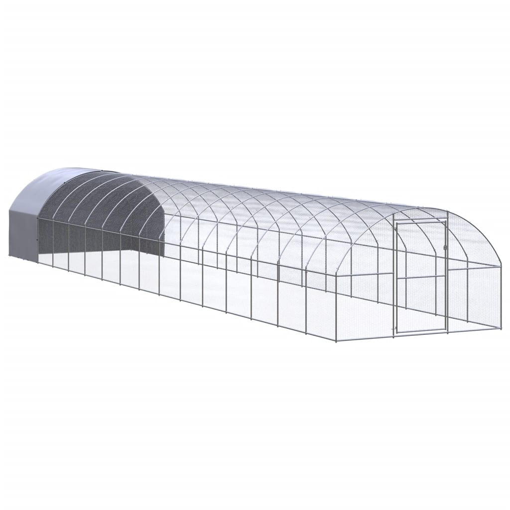 Vidaxl Grau Outdoor-Hühnerstall 3X16x2 M Verzinkter Stahl