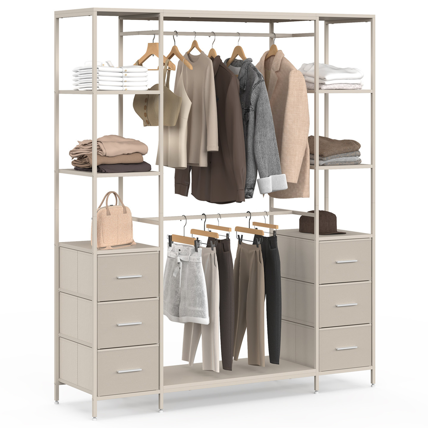 Dressing Double Penderie + Double Colonne L. 140 Cm Utah Avec 6