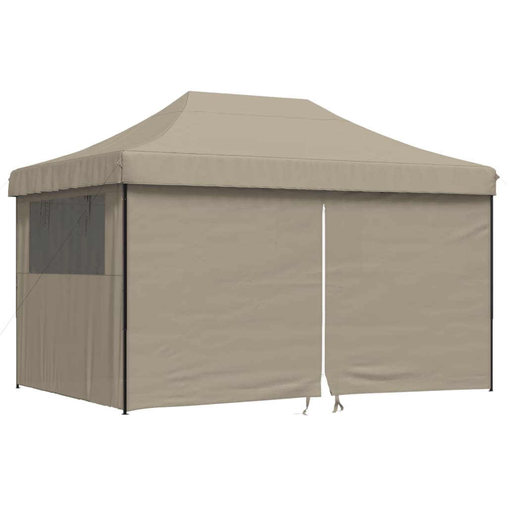 Foldable Party Tent Pop-up With 4 Sidewalls Taupe Vidaxl
