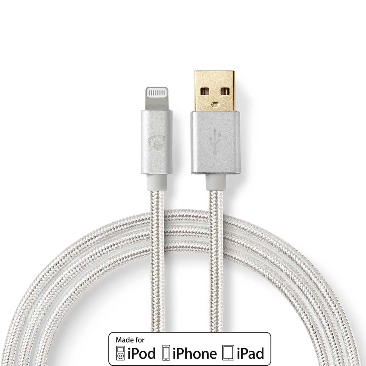 Nedis USB-Kabel | USB 2.0 | Apple Lightning 8-Pin | USB-A Stecker | 480 Mbps | Vergoldet | 1.00 m | rund | Geflochten / Nylon | Aluminium | Verpackung - Bild 4