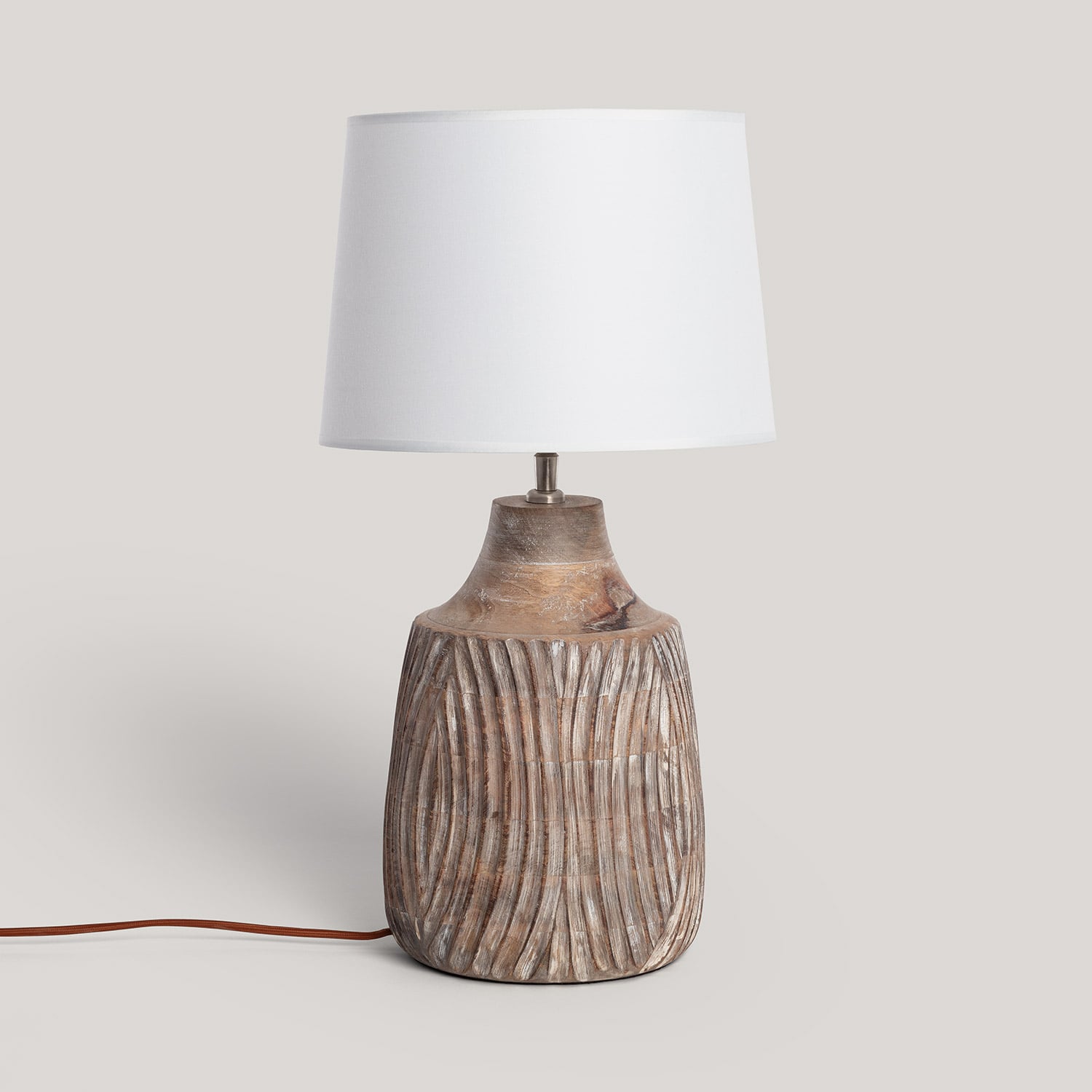 Lampe À Poser Bois Tanmay Iluzzia Blanc