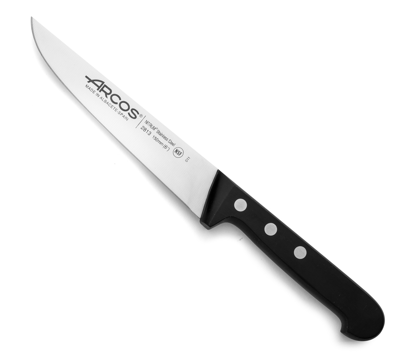Liderpapel Schwarz Küchenmesser Arcos Universal 281304 Aus Nitrumstahl, Mit Mango Aus Polyoxymethylen Und 15 Cm Klinge Im Koffer.