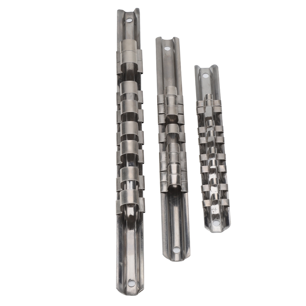 Support à douilles en acier inoxydable, 8 clips par plateau, fixation murale ou établi, lot de 3