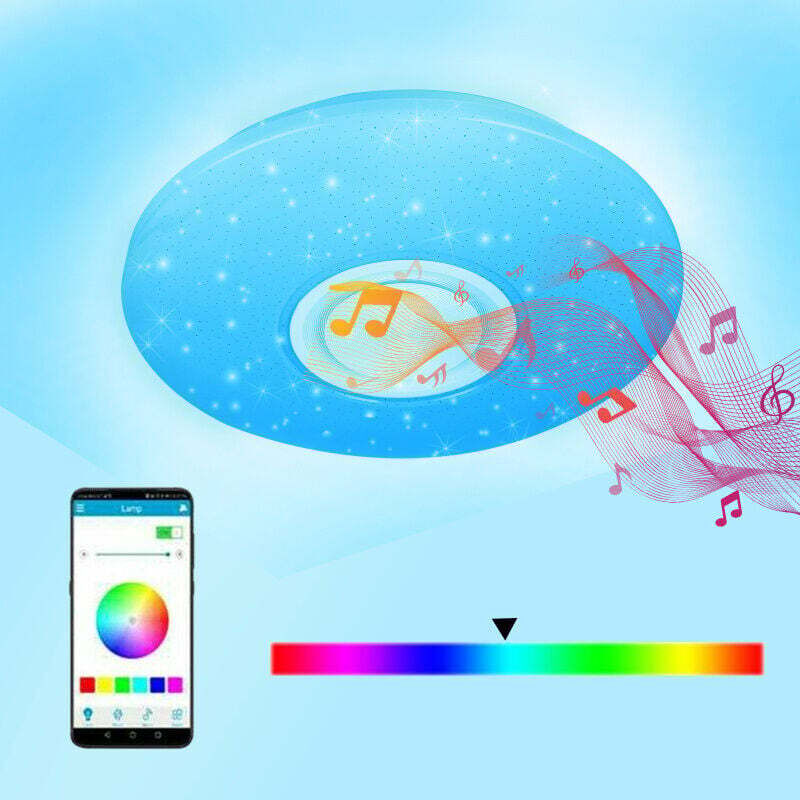 Plafonnier Led Musique Plafonnier Chambre, Effet Ciel Étoilé, Avec Haut-parleur Bluetooth, Contrôle Par Télécommande, Intensité Variable, 36 W